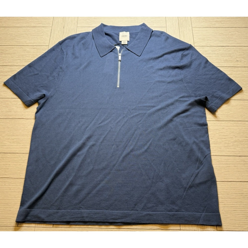 Calvin Klein‎ NWT Men's Wool Lightweight Short Sleeve Zip Front Knit Polo Sz XL